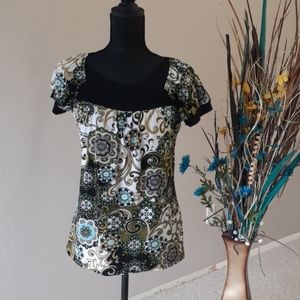 PERSEPTION Ladies Floral Color Block Tunic